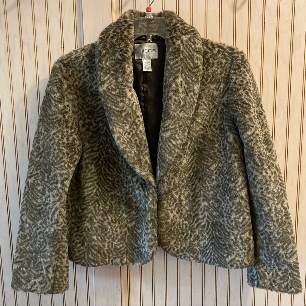 Chico's Teddy Jacket Plush Open Front Design